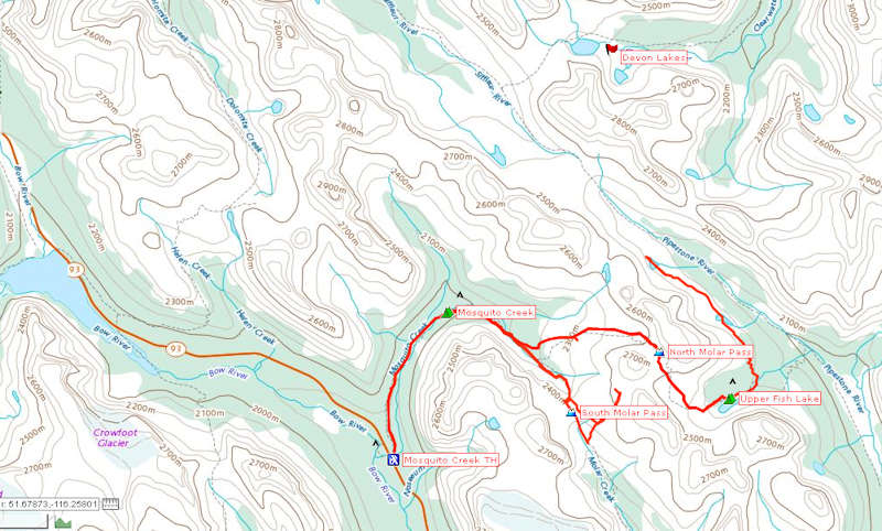 Map of the hiking area